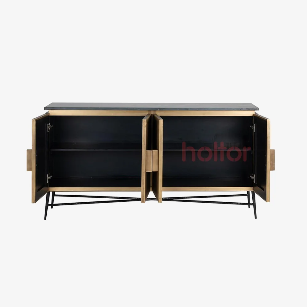 Birch 4 Door Sideboard Gold Brass Finish (1)