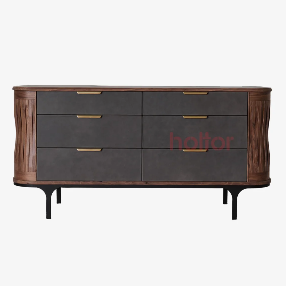 Sasha Walnut Wide Chest Of 6 Drawers (2)