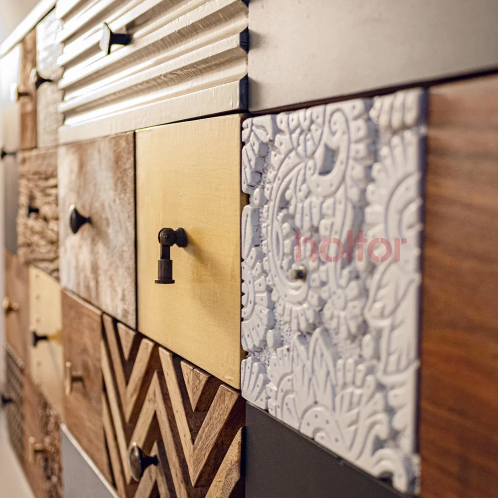 Silver Mango Wood 2 Doors 4 Drawers Ethnic Style (1)